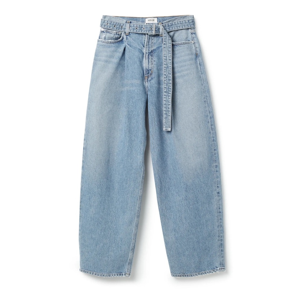 Agolde Size 29 Belted Baggy Jeans 100% Organic Cotton with Stylish Front Pleats